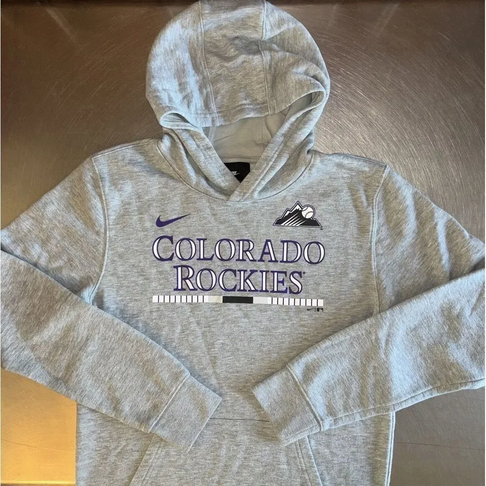 Colorado Rockies MLB Nike Youth XL 18-20 Light Gray Sweatshirt Pullover Hoodie
